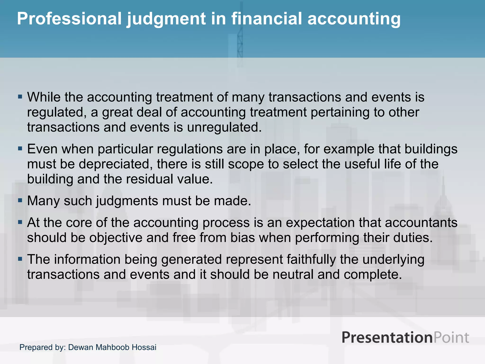 Financial Judgment Accounting theory 4 | PPT