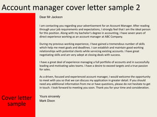 Account manager cover letter