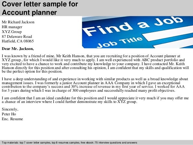 account planner cover letter