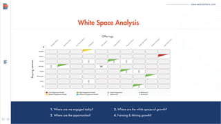 1. Where are we engaged today?
2. Where are the opportunities?
3. Where are the white spaces of growth?
4. Farming & Mining growth?
Buyingcentres
Offerings
www.demandfarm.com
White Space Analysis
 