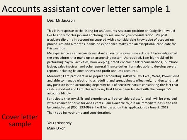 Accounts assistant cover letter