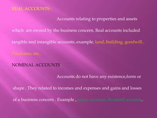 Real Accounts In Accounting Examples Accounts basics | PPTX