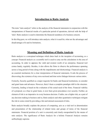 Ratio Analysis Project R Ratios Analysis | PDF