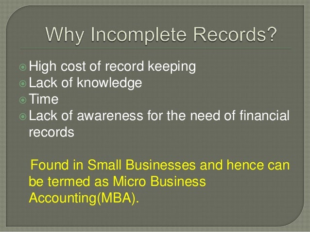 Incomplete Accounting Records