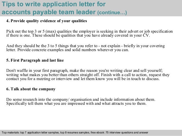 accounts payable team leader application letter applying for team leader job letter