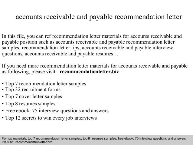 accounts receivable administrator recommendation letter account receivable collection letter
