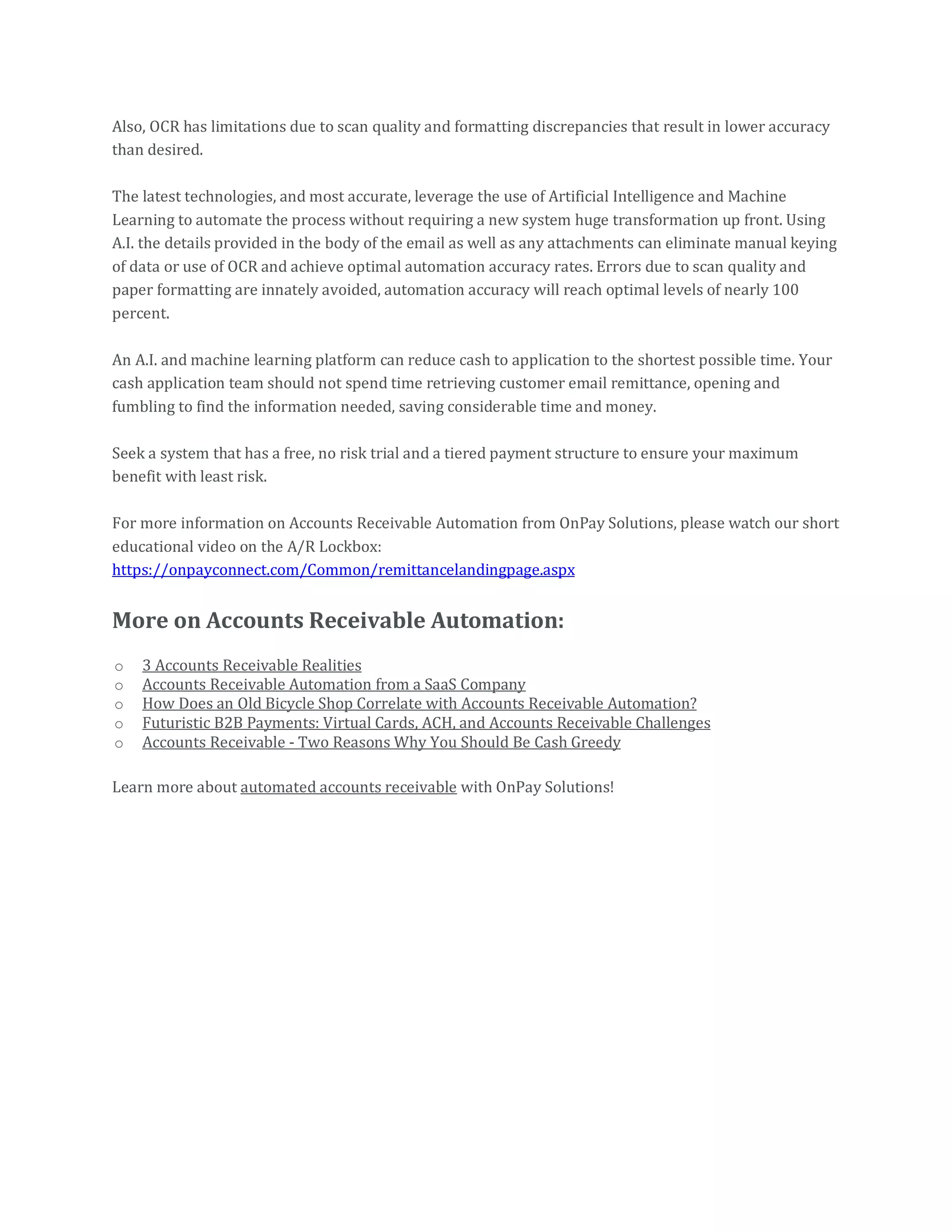 Accounts Receivable Automation for Optimal Accuracy | PDF