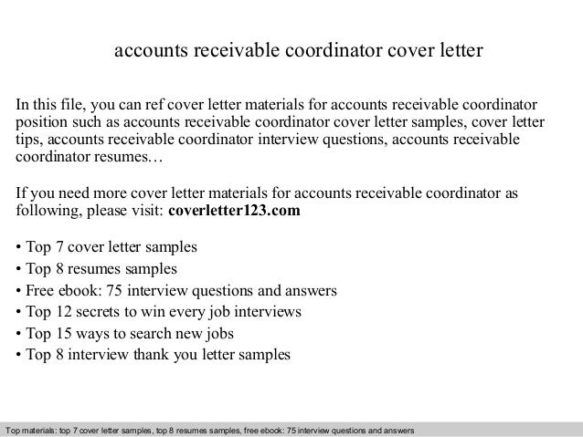 accounts receivable coordinator cover letter cover letter for account coordinator