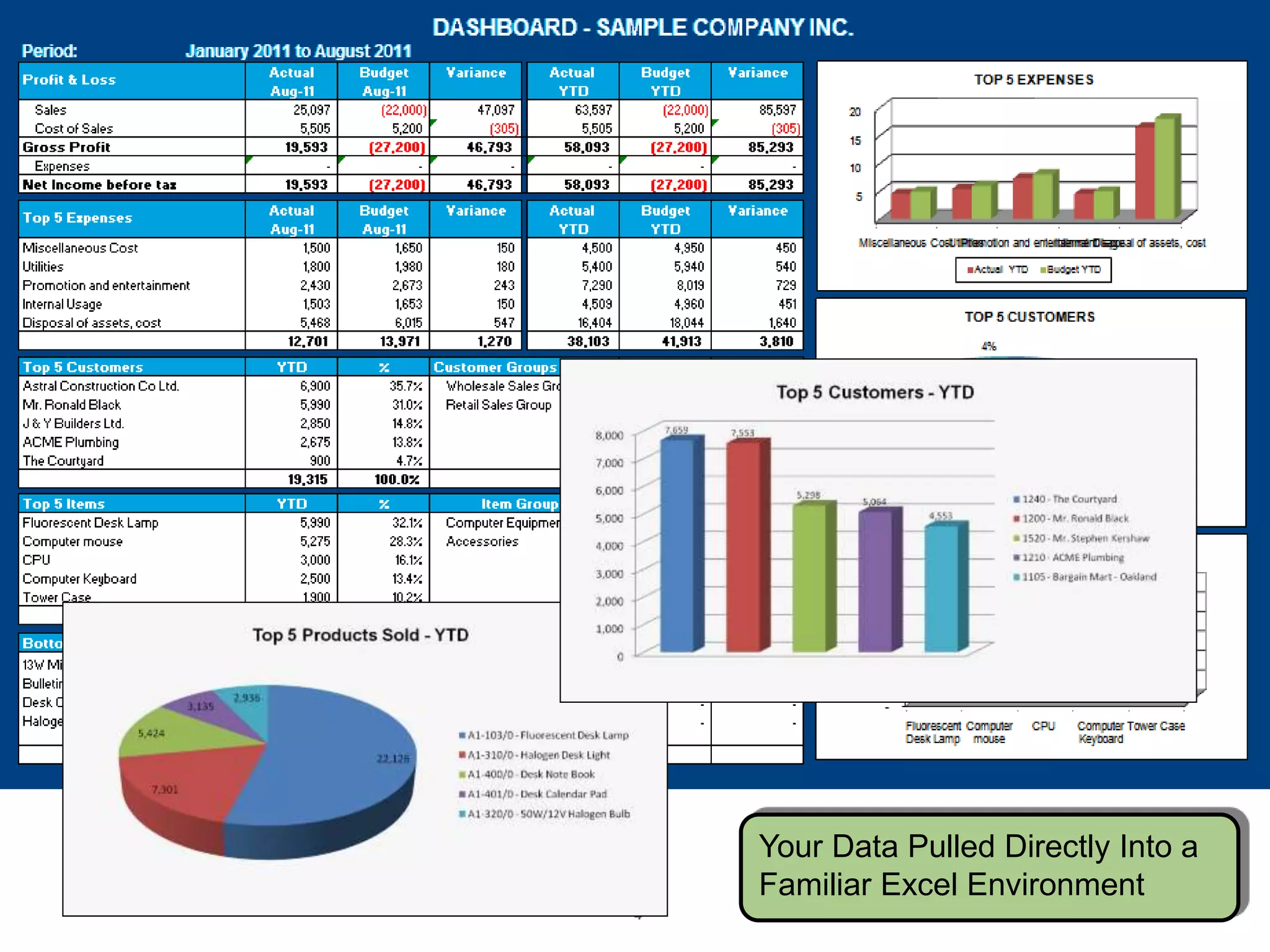 4
Your Data Pulled Directly Into a
Familiar Excel Environment