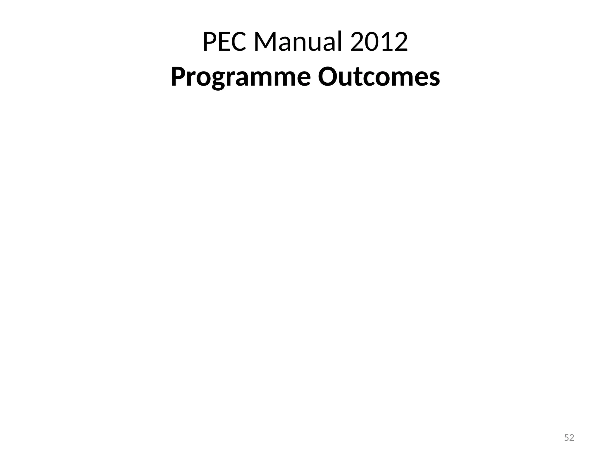52
PEC Manual 2012
Programme Outcomes
 