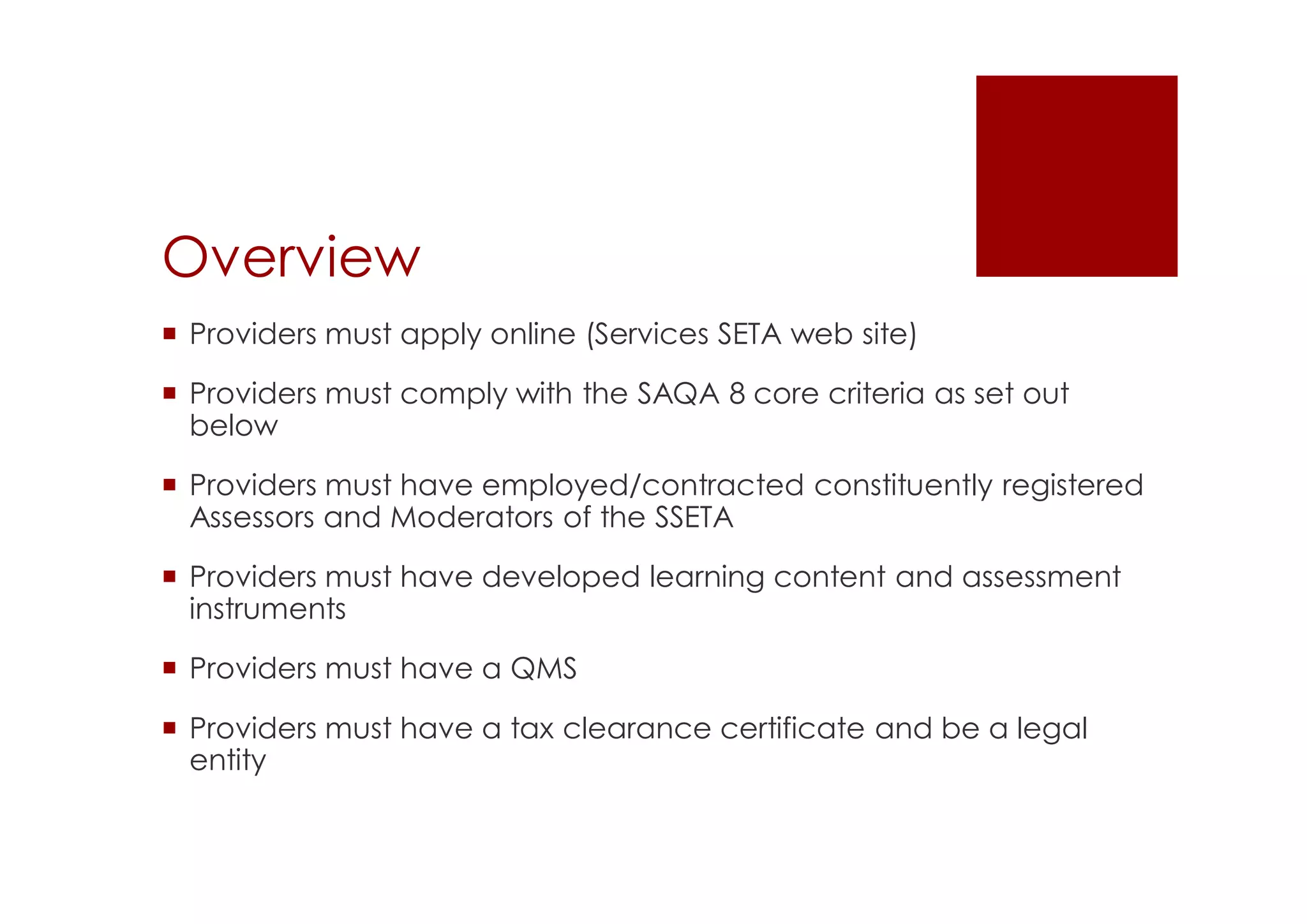 SETA Accreditation req -_updated | PDF
