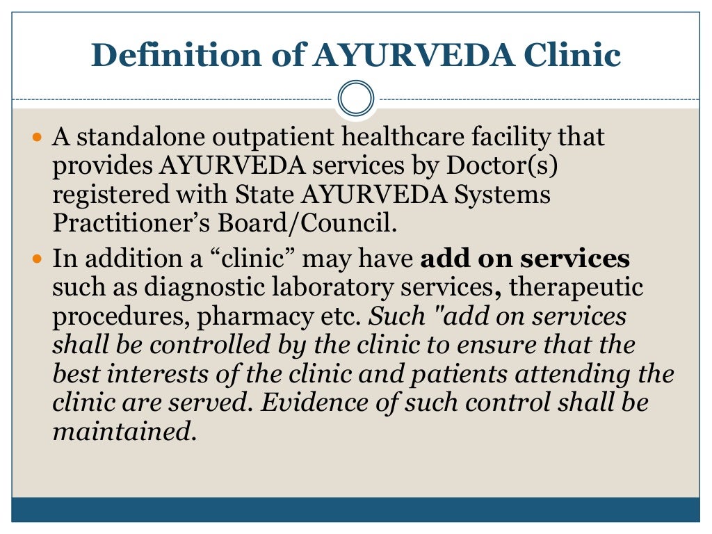 Accreditation standards for Ayurveda Hospitals