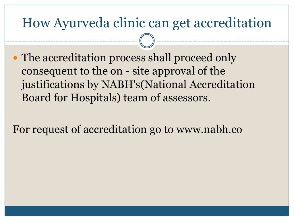 Accreditation standards for Ayurveda Hospitals
