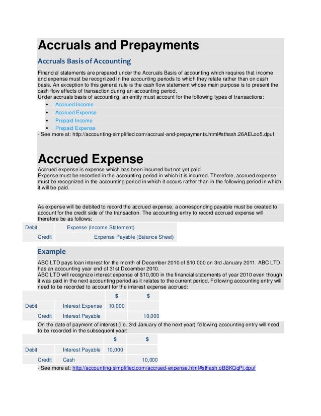 accruals and prepayments