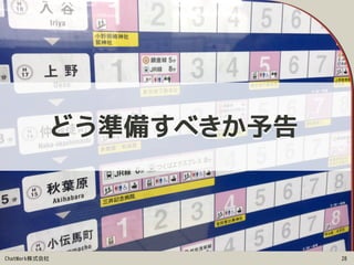 ChatWork株式会社 28
どう準備すべきか予告
 