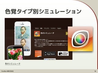 ChatWork株式会社
色覚タイプ別シミュレーション
56
色のシミュレータ
 