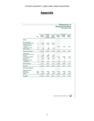 TAYLOR’S UNIVERSITY | SABD | FNBE | BASIC ACCOUNTING
14
Appendix
 