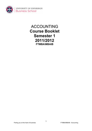 ACCOUNTING
                          Course Booklet
                           Semester 1
                            2011...