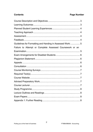 Contents                                                                             Page Number

Course Description and O...
