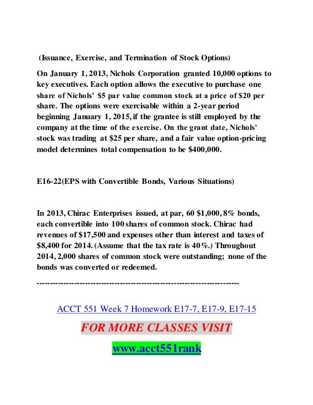 Issuance exercise and termination of stock options
