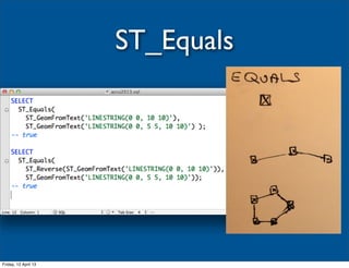 ST_Equals




Friday, 12 April 13
 