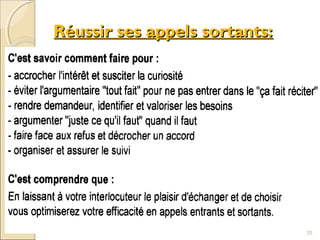 Réussir ses appels sortants:Réussir ses appels sortants:
33
 