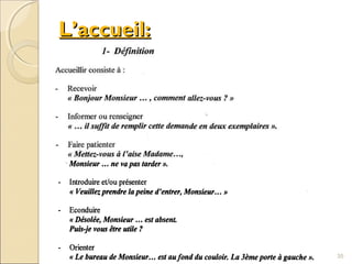 L’accueil:L’accueil:
35
 