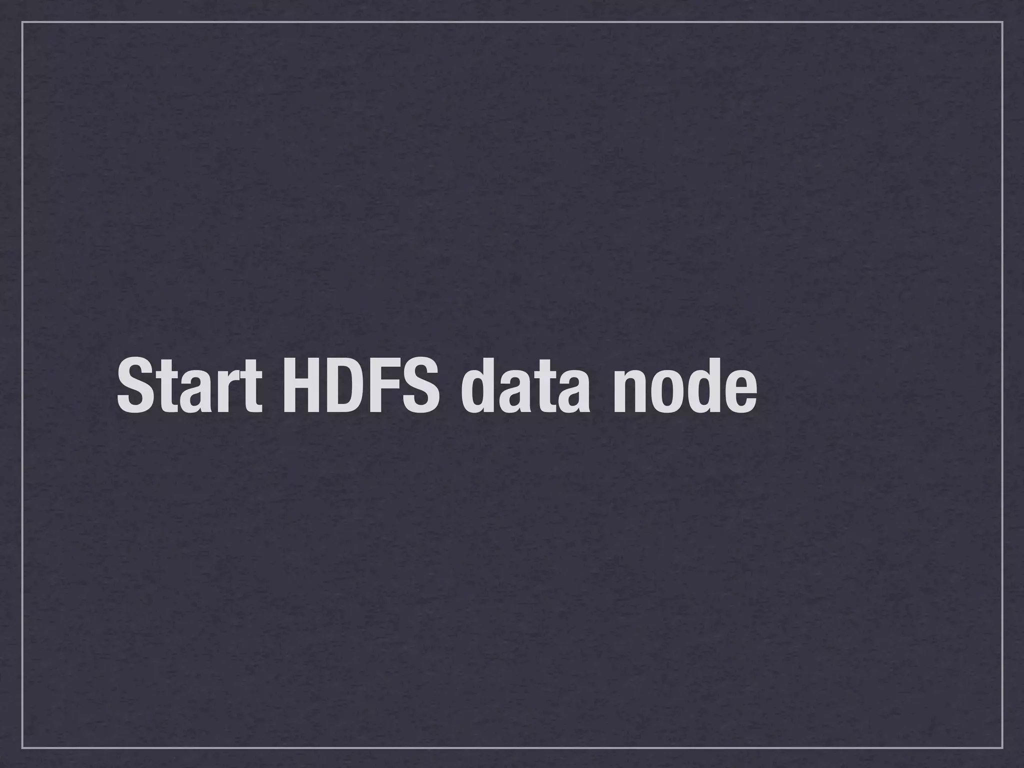 Start HDFS data node
 