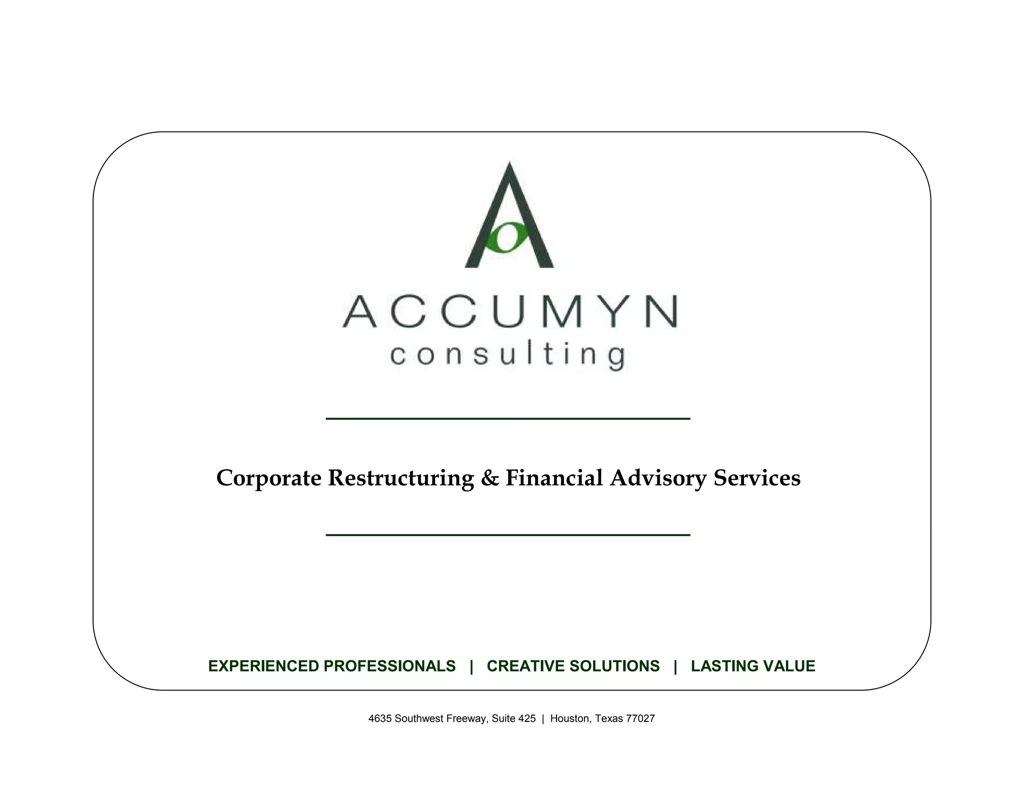Accumyn Turnaround Restructuring