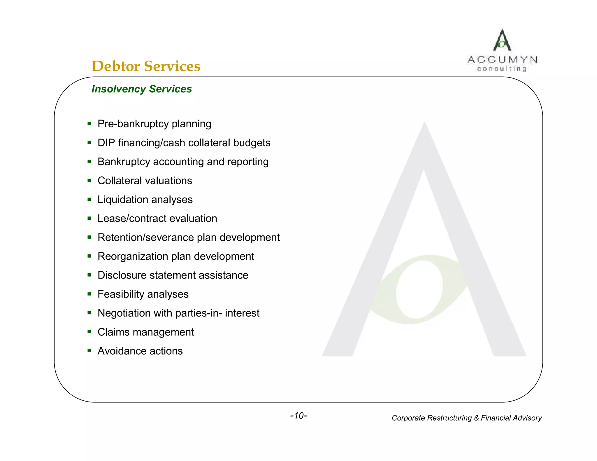 Accumyn Turnaround Restructuring