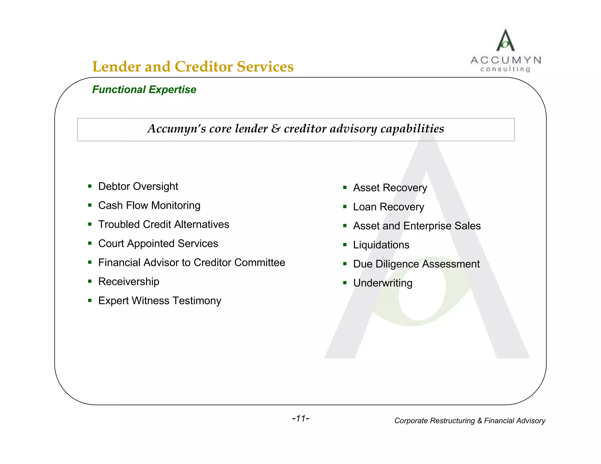 Accumyn Turnaround Restructuring