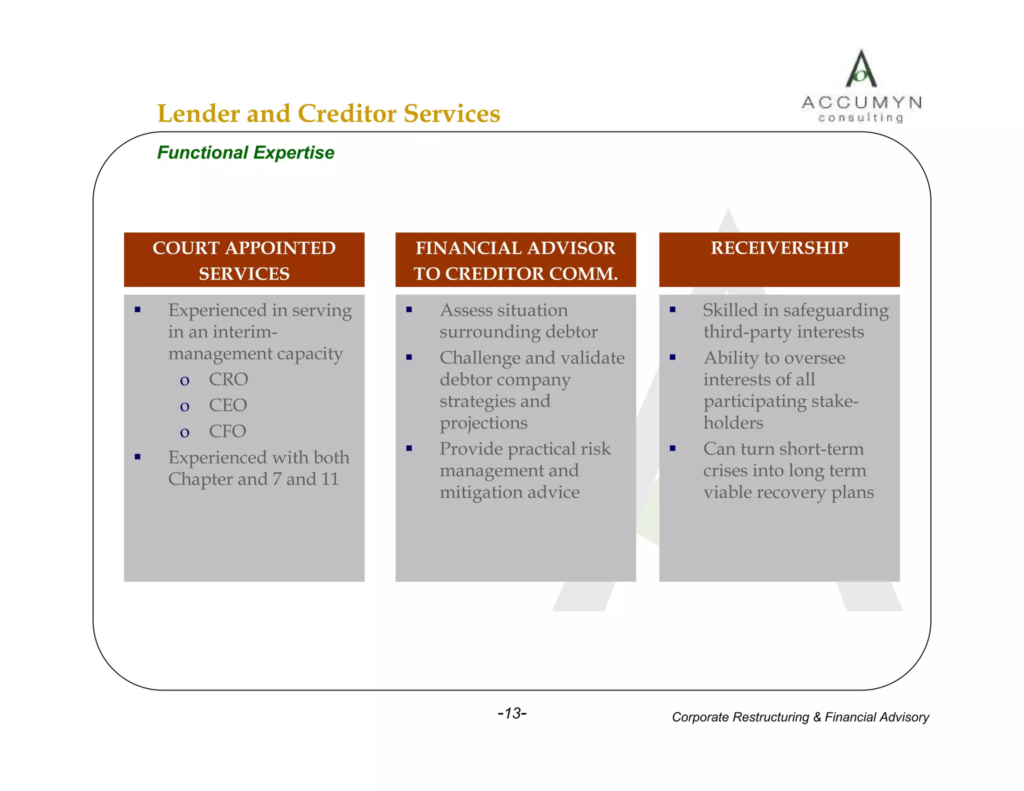 Accumyn Turnaround Restructuring