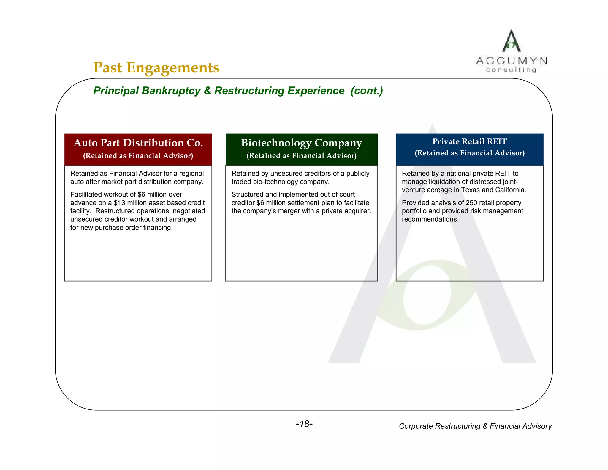 Accumyn Turnaround Restructuring