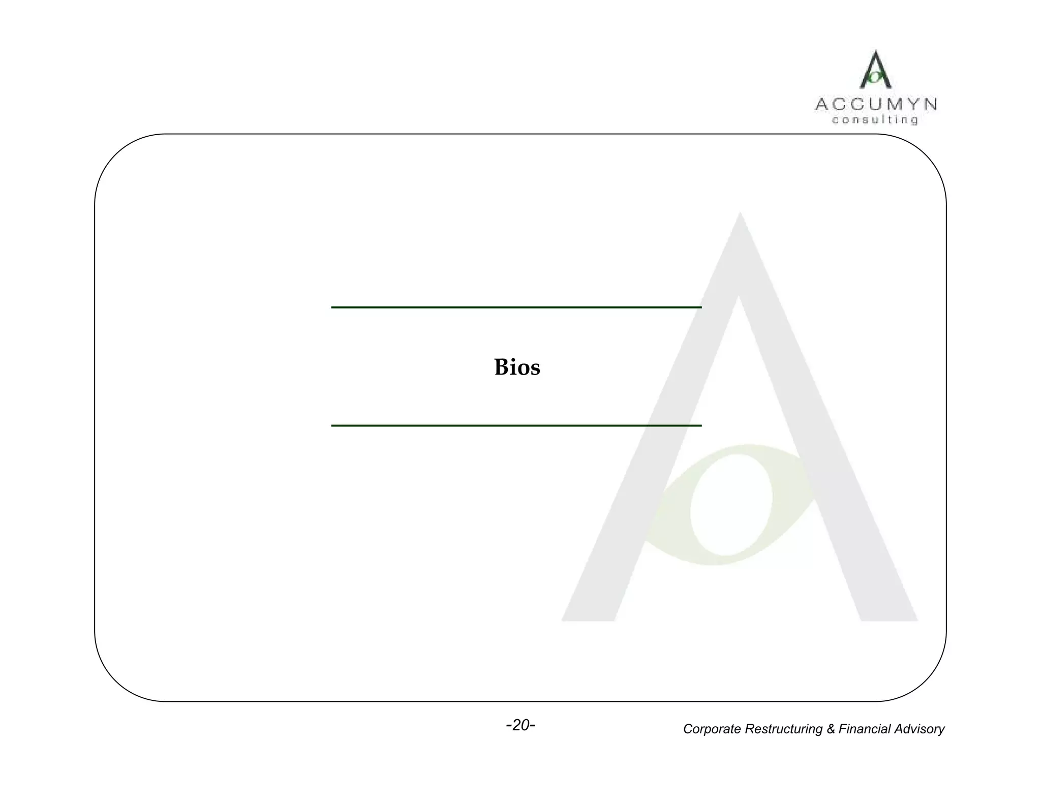 Accumyn Turnaround Restructuring