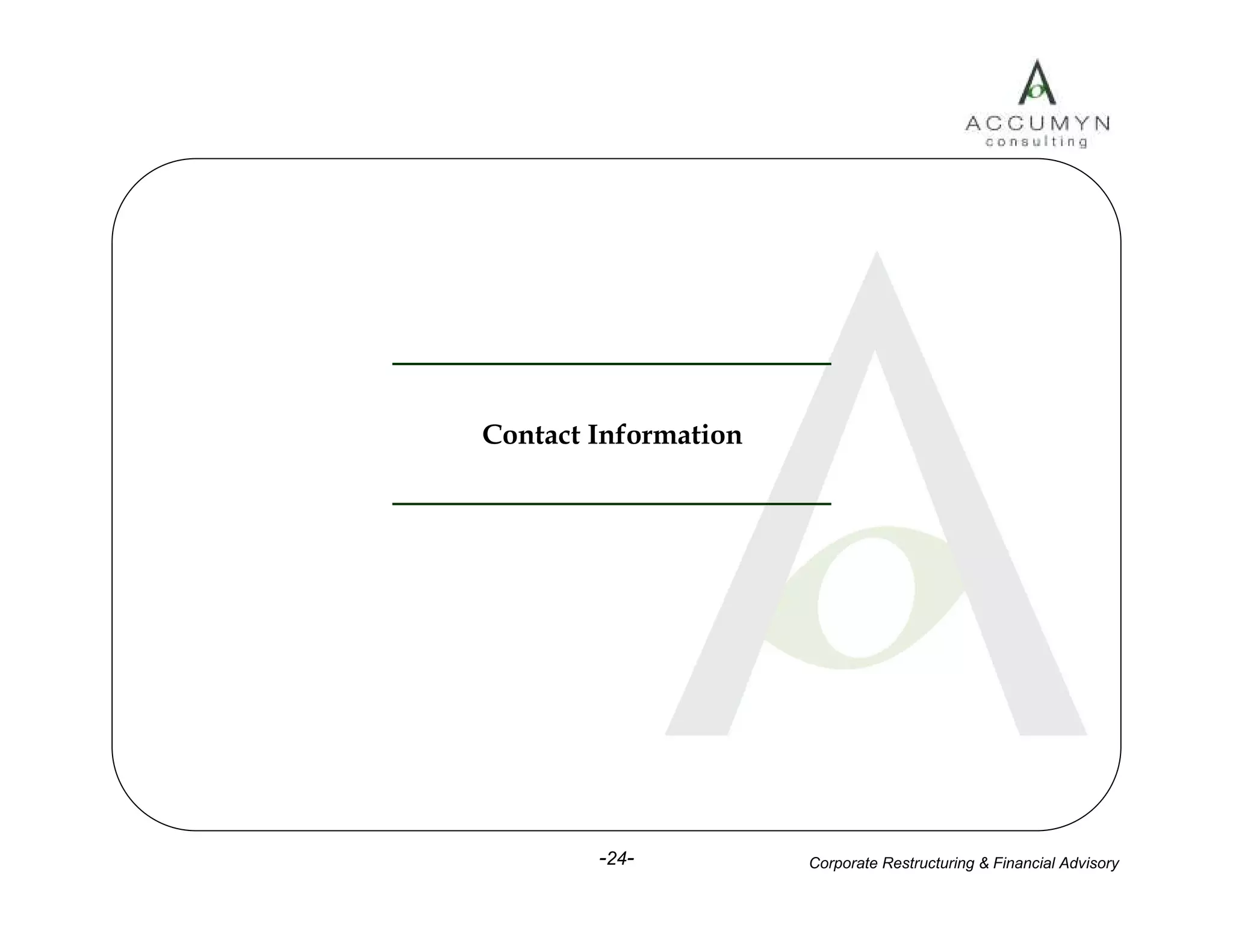 Accumyn Turnaround Restructuring