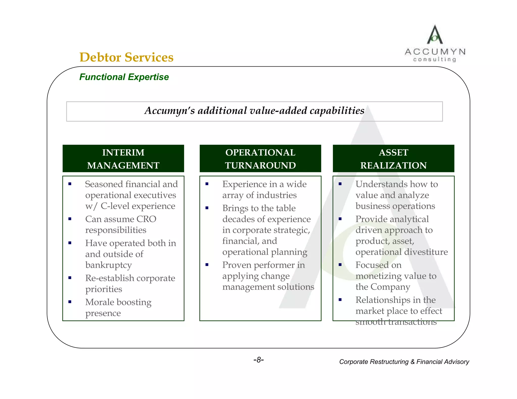 Accumyn Turnaround Restructuring