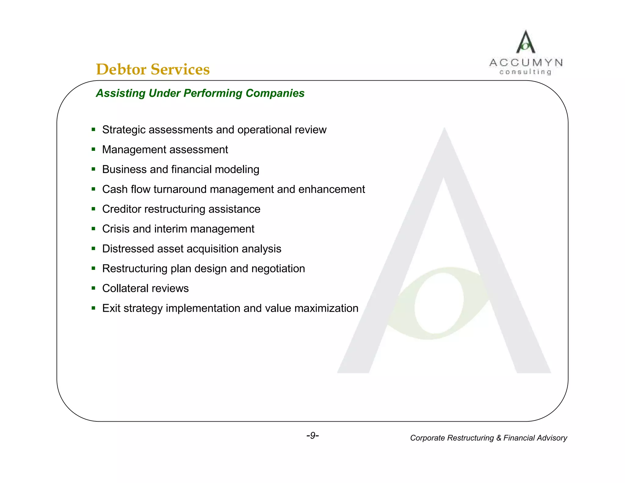 Accumyn Turnaround Restructuring