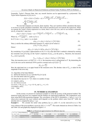 Accuracy Study On Numerical Solutions Of Initial Value Problems (IVP ...
