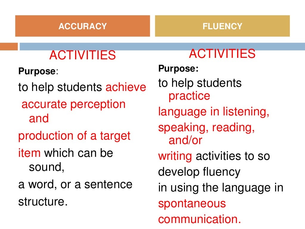 Accuracy Vs Fluency