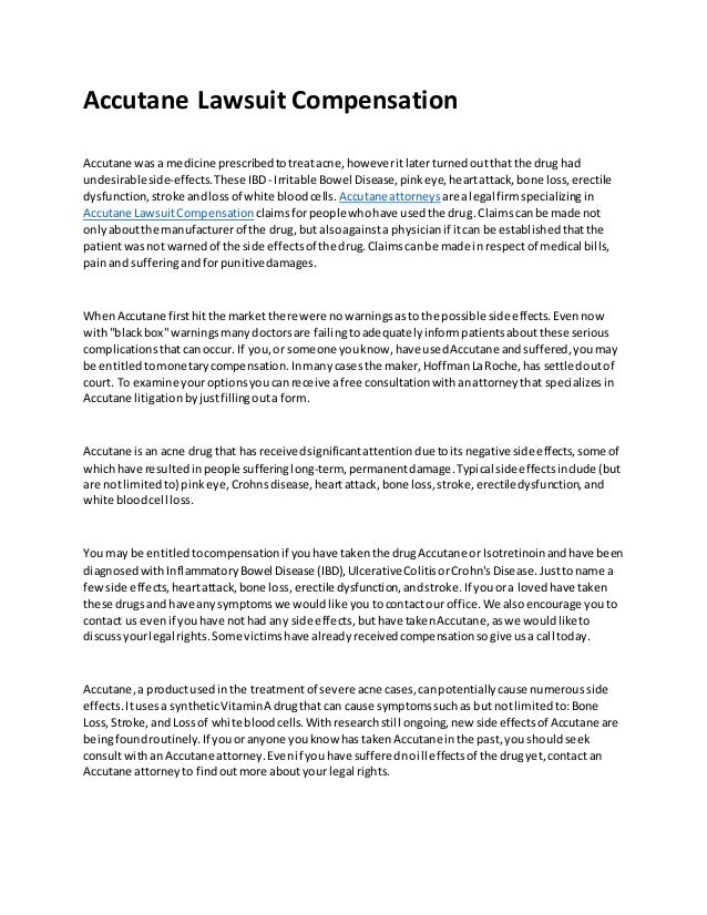 Accutane lawsuit compensation