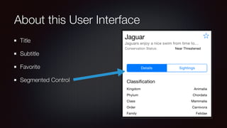 About this User Interface
Title
Subtitle
Favorite
Segmented Control
 