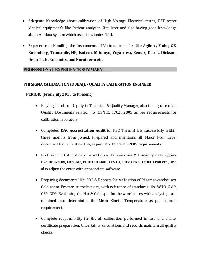 Calibration Engineer 2016