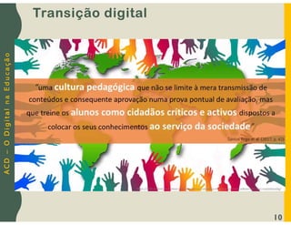 A
C
D
–
O
D
i
g
i
t
a
l
n
a
E
d
u
c
a
ç
ã
o
Transição digital
10
 