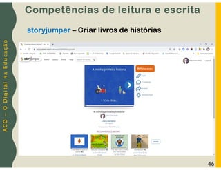 A
C
D
–
O
D
i
g
i
t
a
l
n
a
E
d
u
c
a
ç
ã
o
46
storyjumper – Criar livros de histórias
Competências de leitura e escrita
 