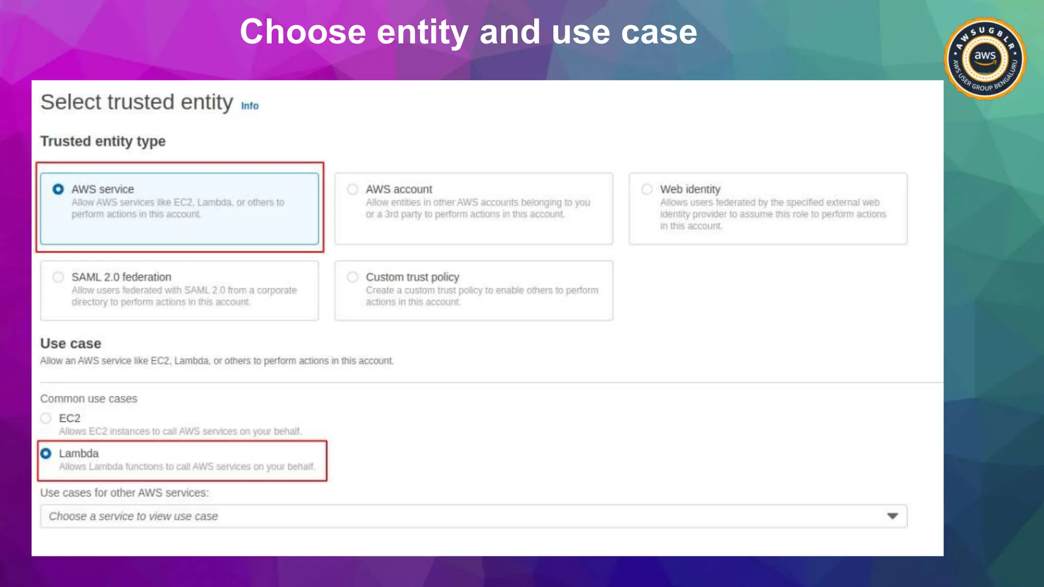 Choose entity and use case
 