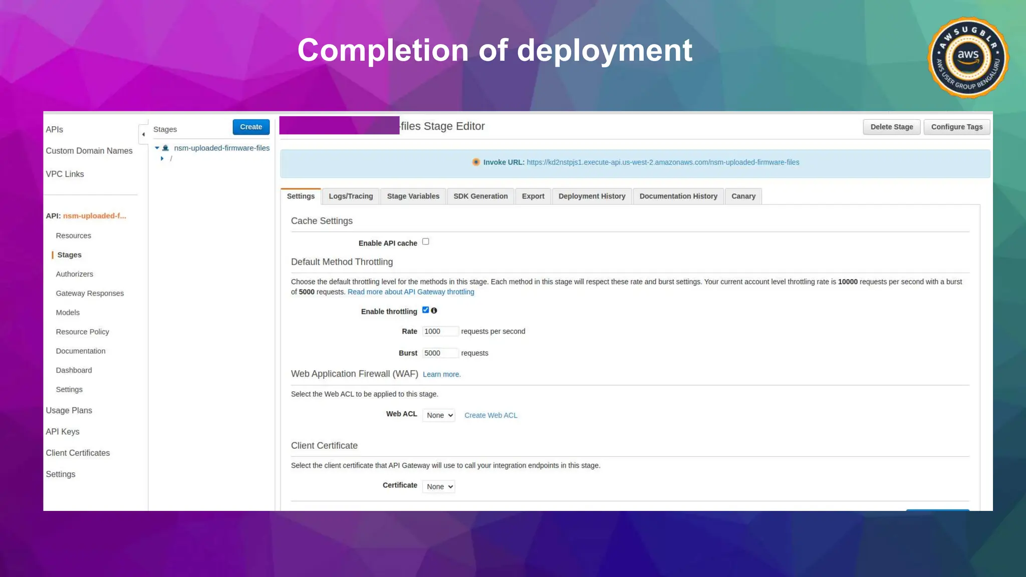 Completion of deployment
 