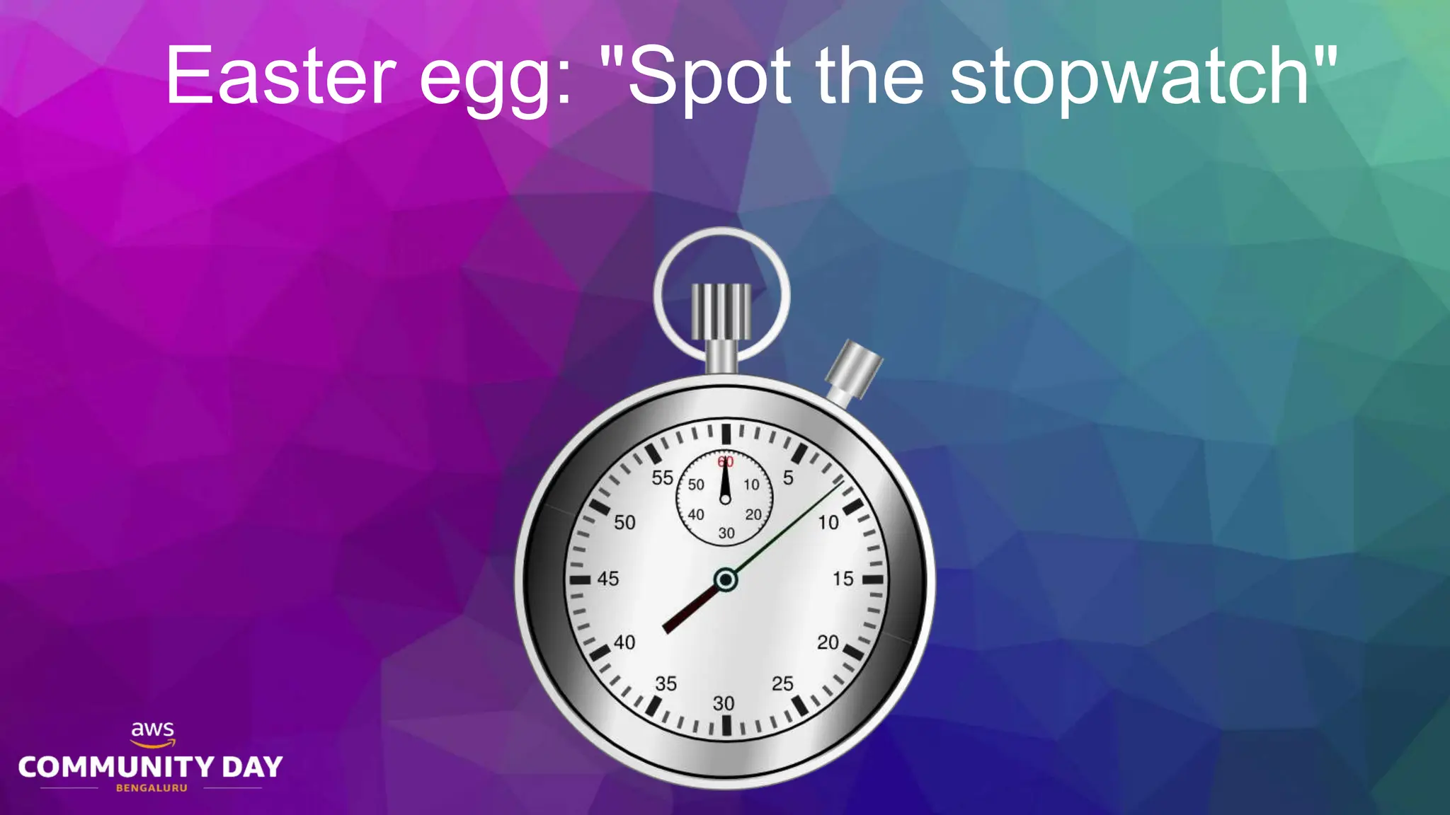 Easter egg: "Spot the stopwatch"
 