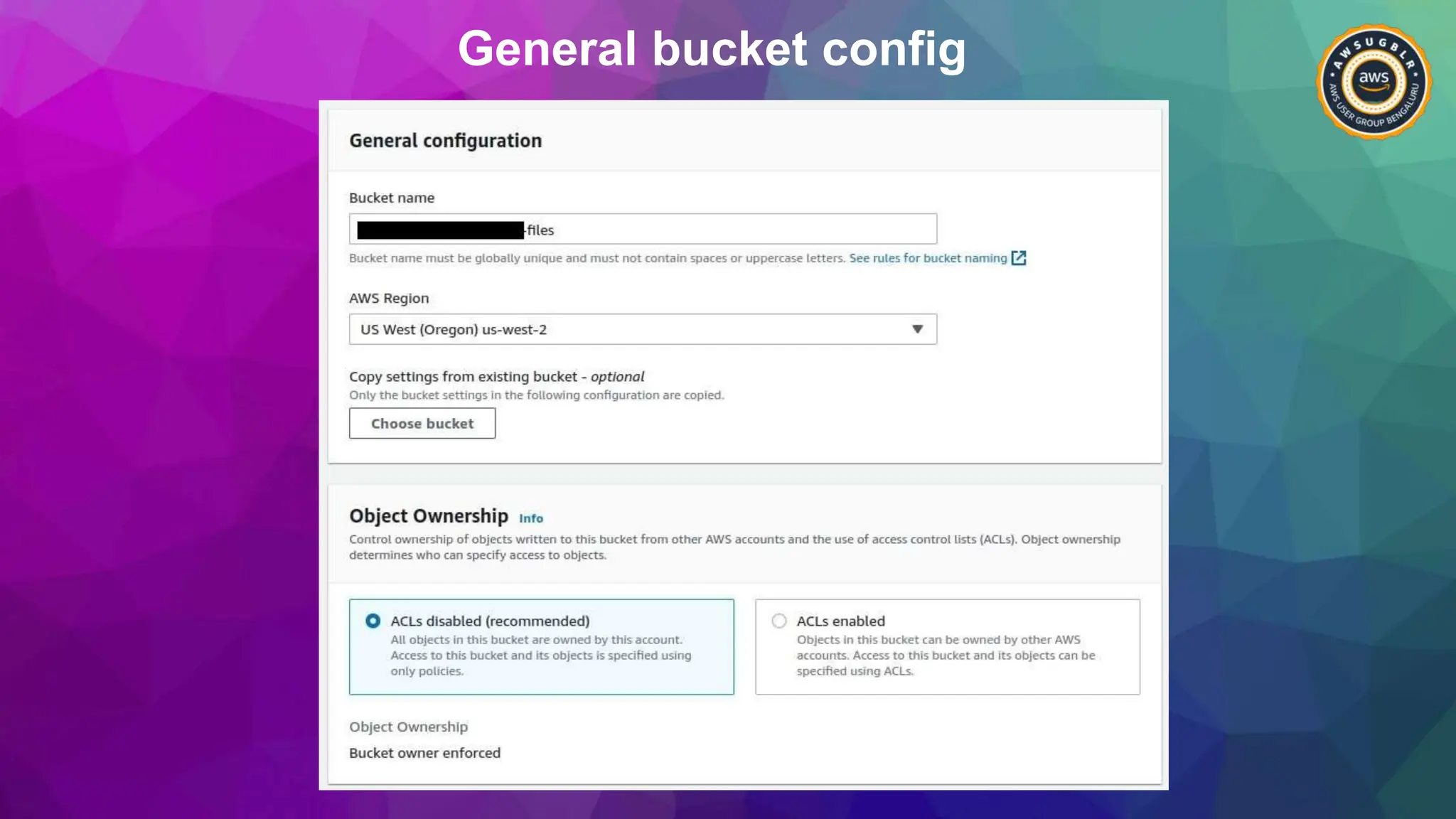 General bucket config
 