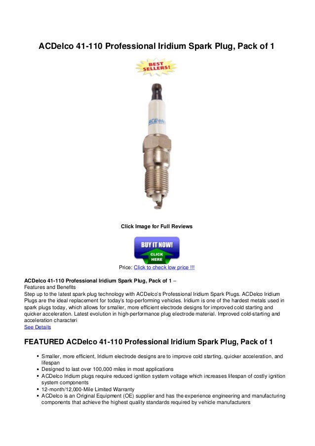 Ac delco 41110_professional_iridium_spark_plug_pack_of_1