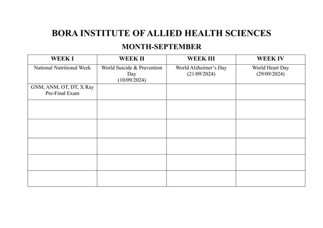 Academic calendar for BSC nursing students PPT